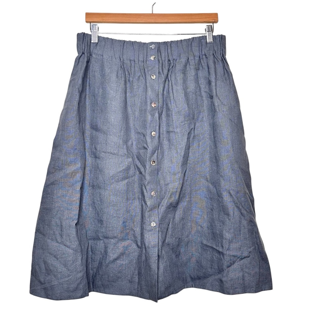 Amour Linen Button-Front Women's Skirt Size XL High Waist Artsy Lagenlook Gray
